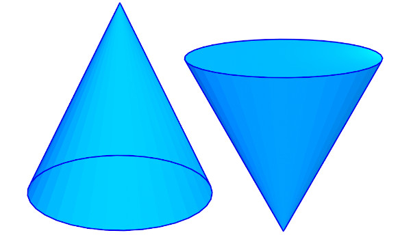 Ilustração de dois cones azuis. Ilustração de dois cones azuis.