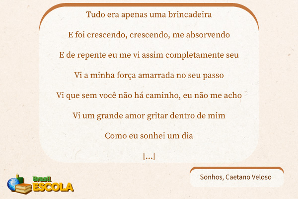 Música “Sonhos”, de Caetano Veloso, como exemplo de função emotiva ou expressiva, uma das funções da linguagem.