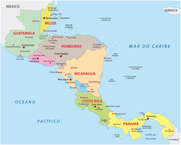 América Central une os subcontinentes América do Norte e América do Sul.